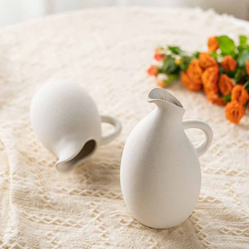 Ceramic back mouth hydroponic vase light luxury textured home decoration