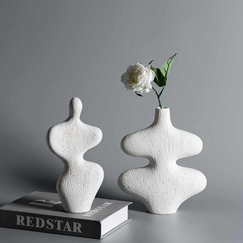 Abstract humanoid simple ceramic vase ornament flower insert